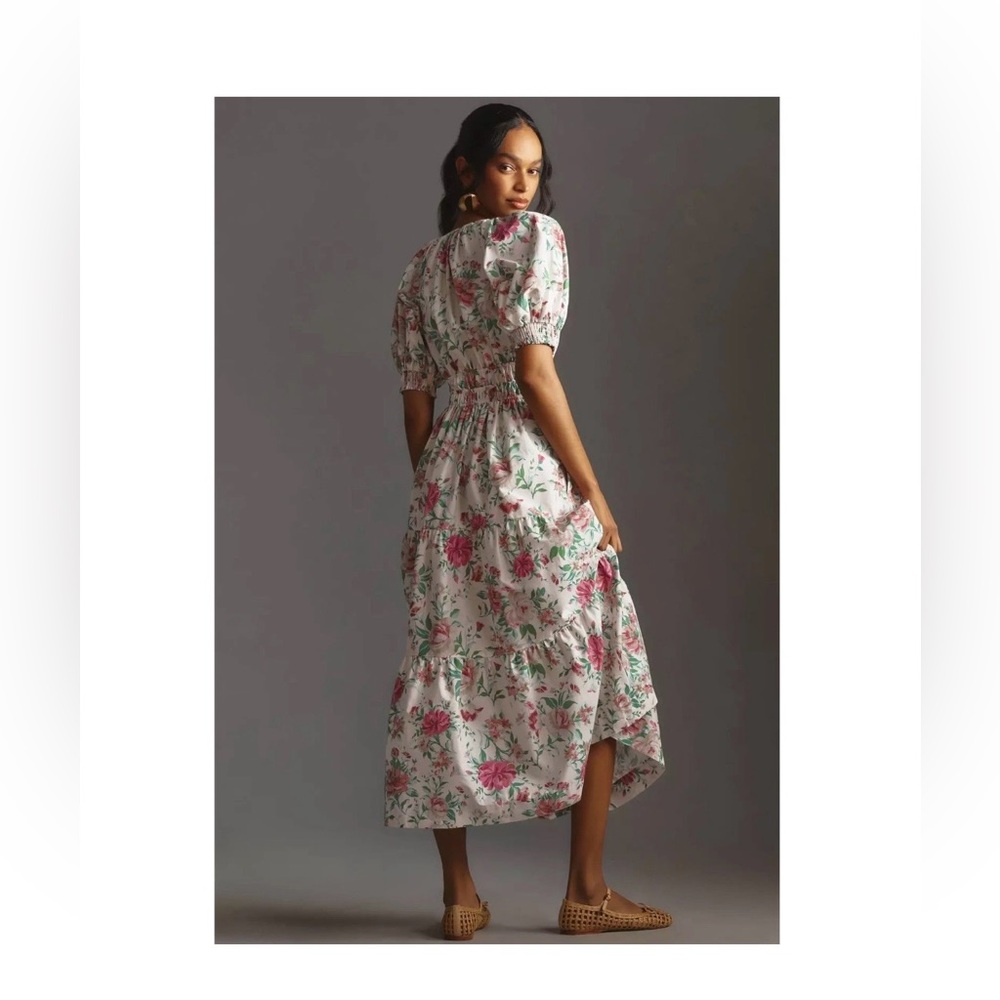 Anthropologie The Somerset Maxi Dress - Floral Tiered Puff Sleeve - Size Medium